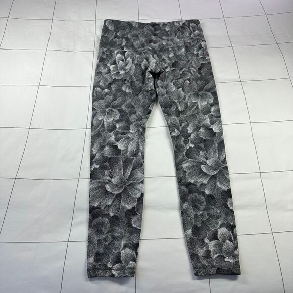 Athleta Leggings Womens Medium Gray Elation Textured Floral Yoga Pilates Gym - Picture 3 of 9